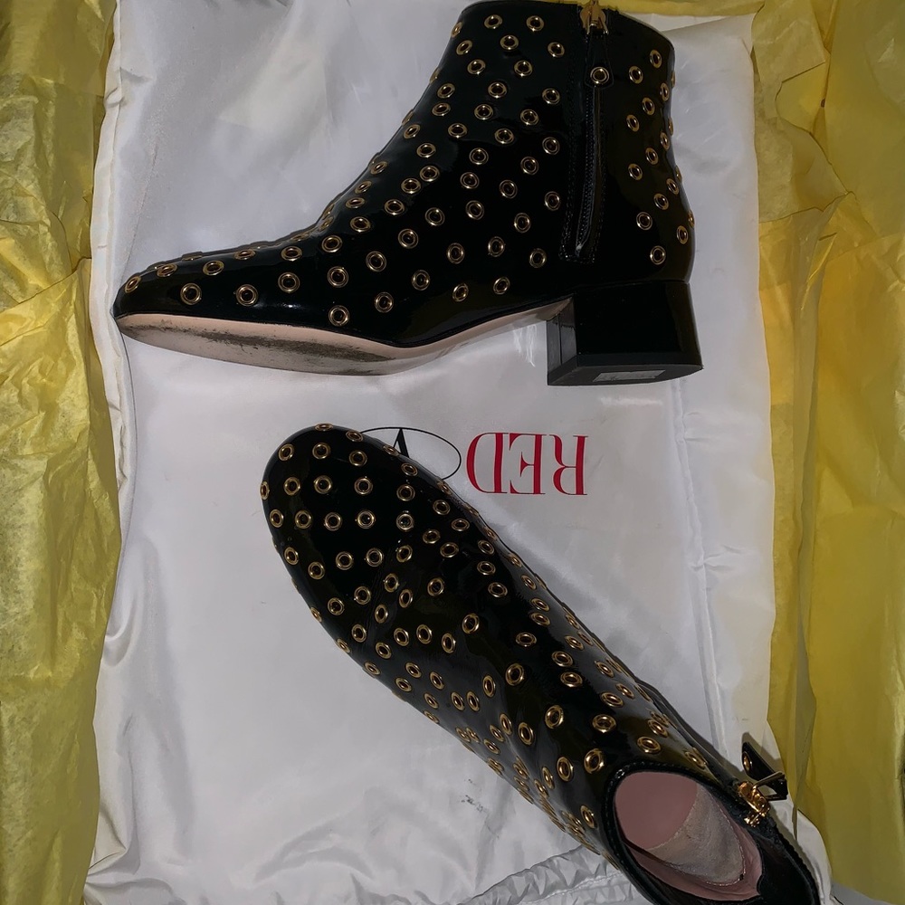RED VALENTINO EYELET EMBELLISHED BOOTS